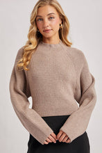 Load image into Gallery viewer, MOCK NECK OPEN BACK RIBBED KNIT TIE SWEATER TOP
