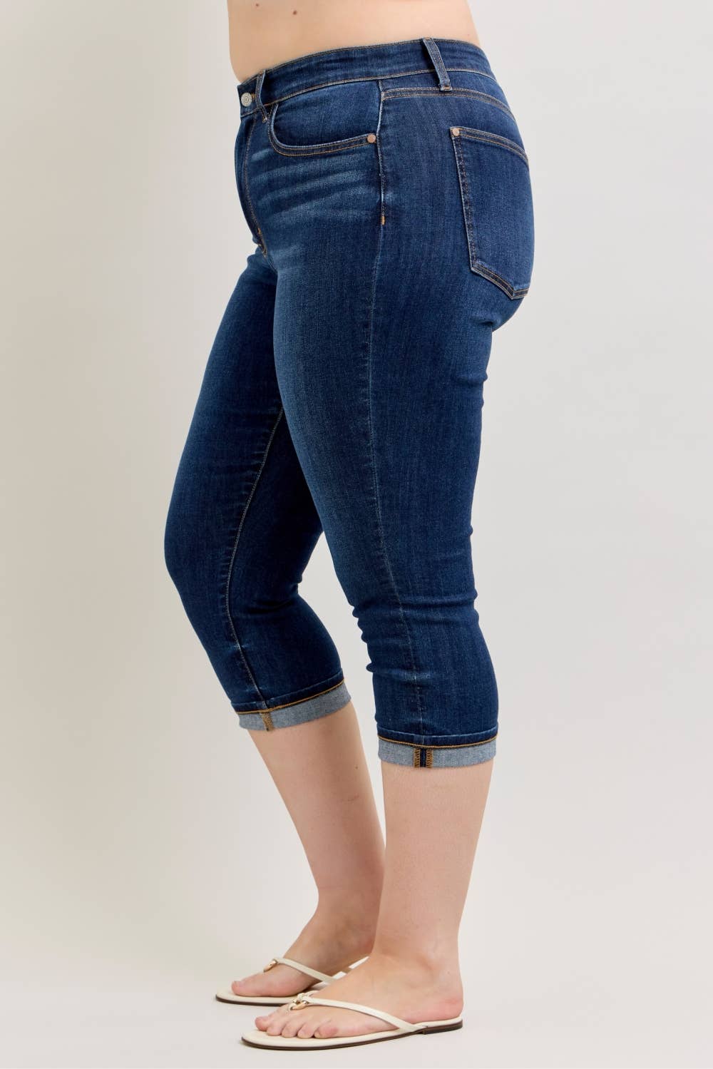JUDY BLUE High Waisted Capri w/ Single Cuff - PLUS