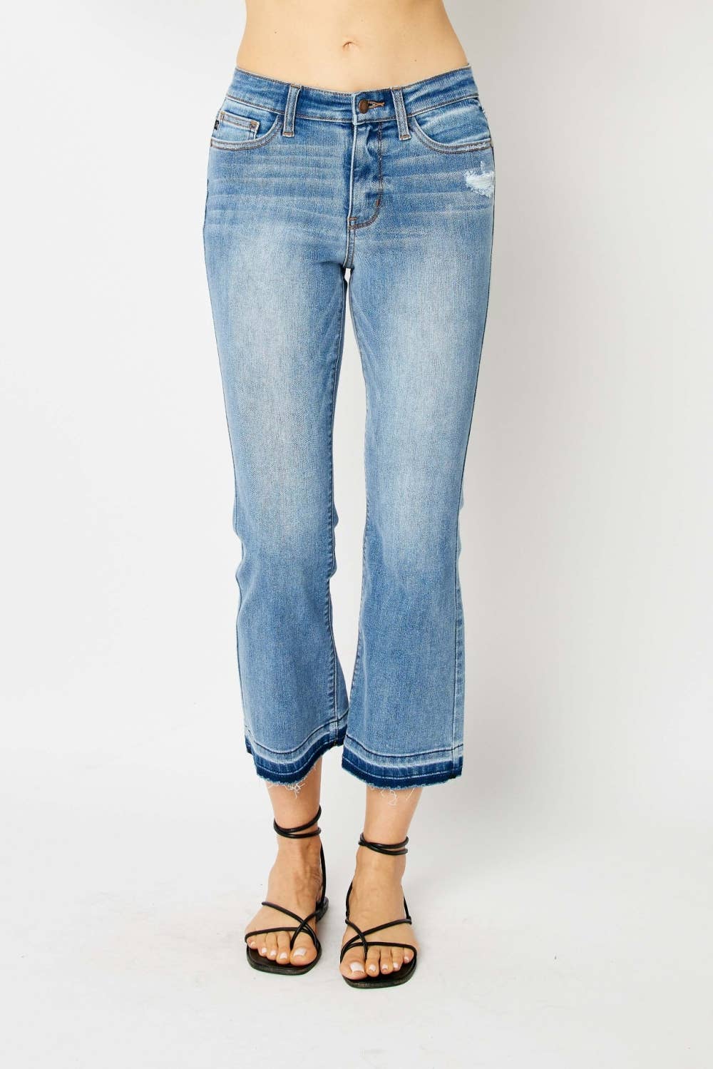 JUDY BLUE MidRise Release Hem Cropped Bootcut