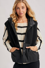 Load image into Gallery viewer, SHERPA FLEECE HOODED VEST WITH FAUX SUEDE INNER
