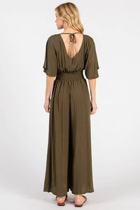 Heavy Gauze Smocked Waist Jumpsuit - VNJU16605F