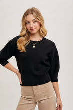 Load image into Gallery viewer, PUFFED 3/4 SLEEVED KNIT SWEATER TOP
