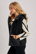 Load image into Gallery viewer, SHERPA FLEECE HOODED VEST WITH FAUX SUEDE INNER
