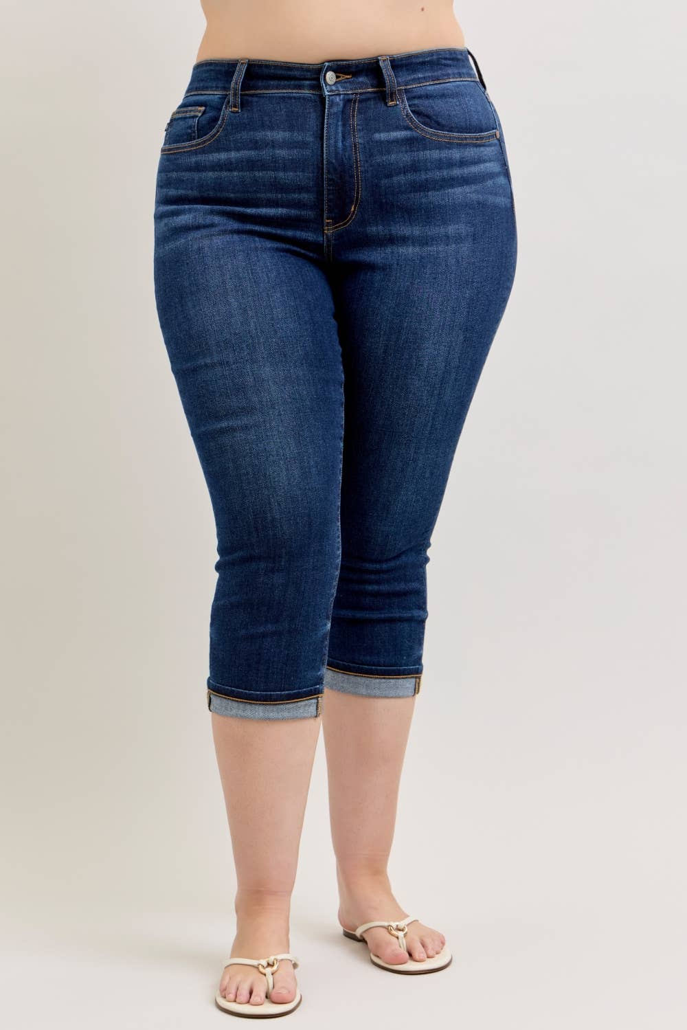 JUDY BLUE High Waisted Capri w/ Single Cuff - PLUS