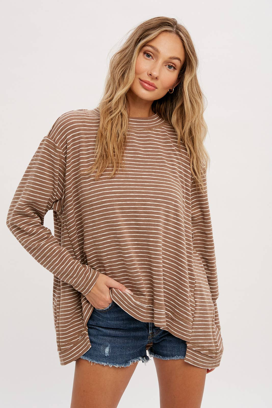 CREWNECK  SLOUCHY STRIPE TOP