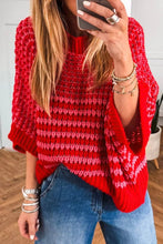 Load image into Gallery viewer, Red Stripe 3/4 Draped Sleeve Slouchy Sweater
