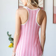 Ruffle Textured Solid Contrast Scoop Neck Tank Top