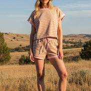 STRIPED TERRY TOP ONLY (Shorts Sold Separately)