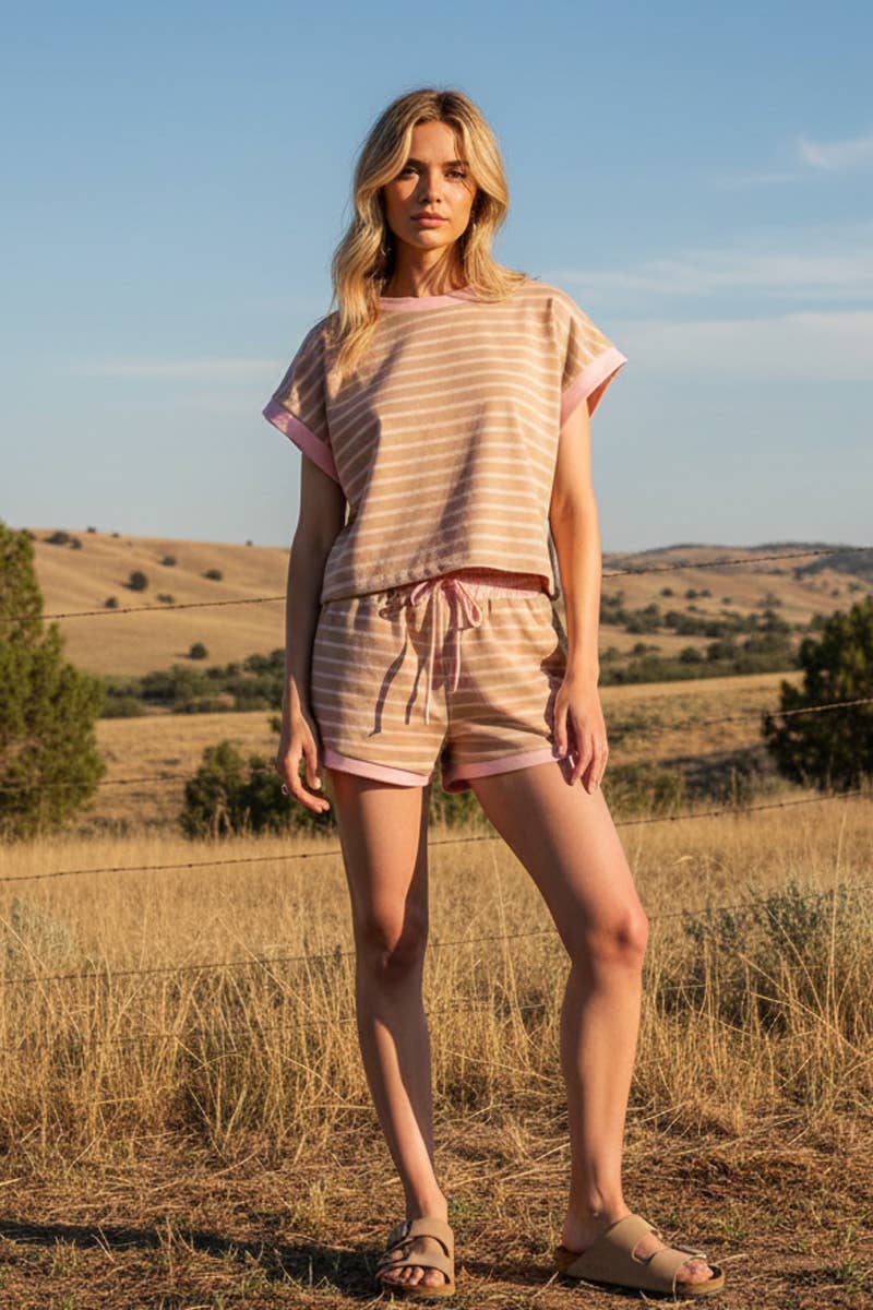 STRIPED TERRY TOP ONLY (Shorts Sold Separately)
