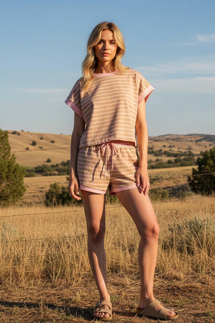 STRIPED TERRY SHORTS ONLY (Top Sold Separately)