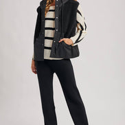 SHERPA FLEECE HOODED VEST WITH FAUX SUEDE INNER