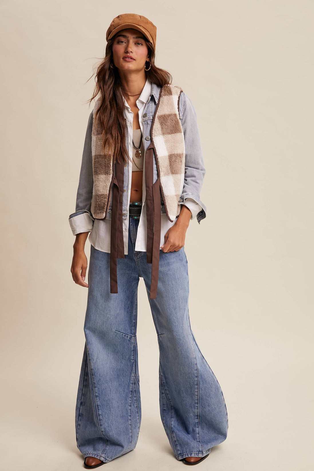 Reversible Tie-Front Fuzzy Vest