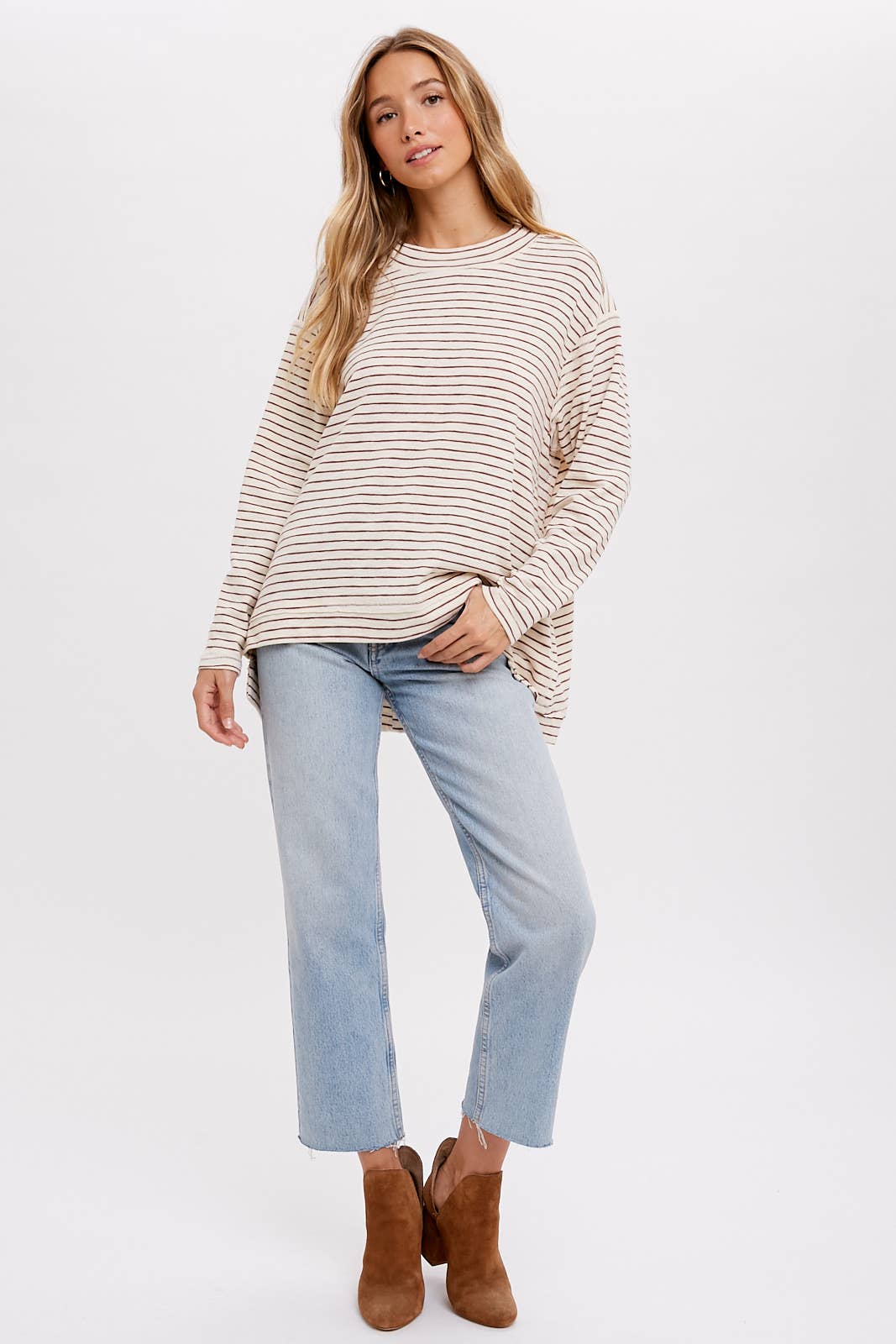 CREWNECK  SLOUCHY STRIPE TOP