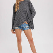 CREWNECK  SLOUCHY STRIPE TOP