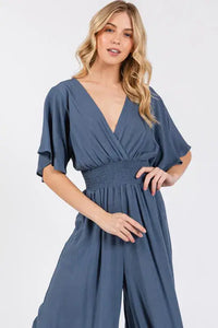 Heavy Gauze Smocked Waist Jumpsuit - VNJU16605F