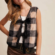 Reversible Tie-Front Fuzzy Vest