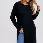 HIGH SLIT LONGLINE PULLOVER