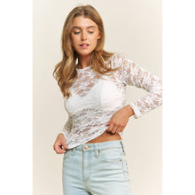 Load image into Gallery viewer, CHIC FLORAL LACE ROUND NECK DESIGN LONG SLEEVE FITTED TOP
