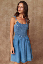 Load image into Gallery viewer, PD50500 - Charlotte Smocked Denim Dress
