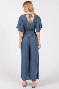 Heavy Gauze Smocked Waist Jumpsuit - VNJU16605F