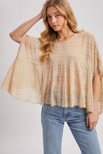 Load image into Gallery viewer, SHEER ASYMMETRIC TEXTURED CAPE TOP
