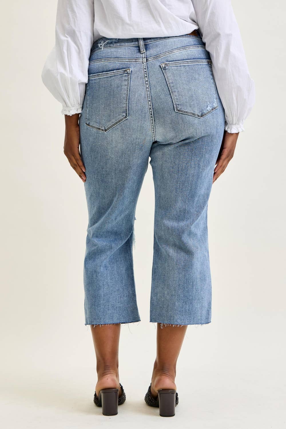 JUDY BLUE High Waisted w/ Destroy Crop Wide Leg - PLUS