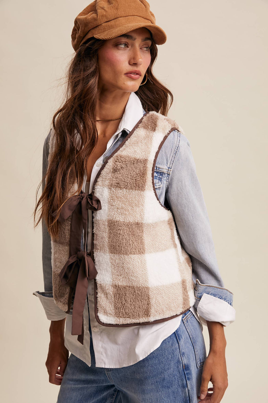 Reversible Tie-Front Fuzzy Vest
