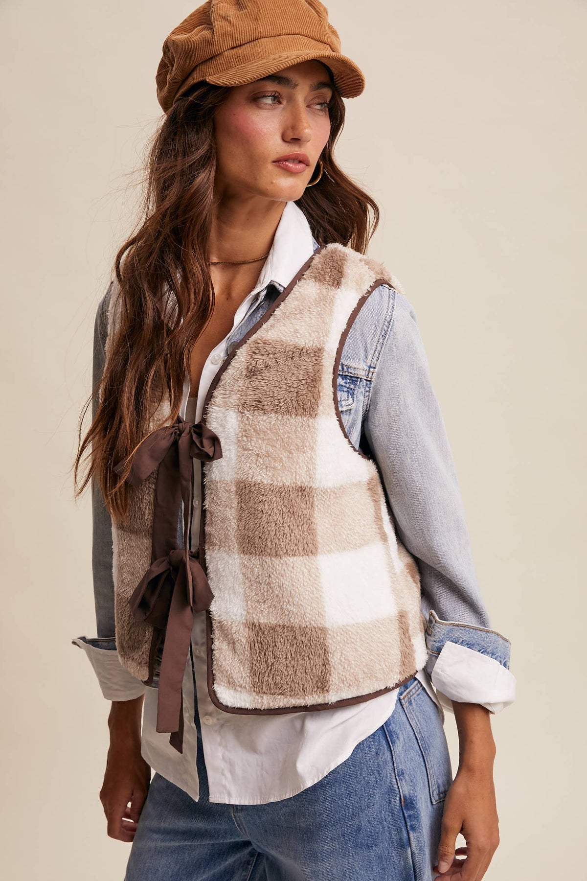 Reversible Tie-Front Fuzzy Vest