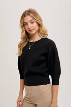 Load image into Gallery viewer, PUFFED 3/4 SLEEVED KNIT SWEATER TOP
