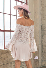 Load image into Gallery viewer, Off the Shoulder Lace Bell Sleeve Tunic Top
