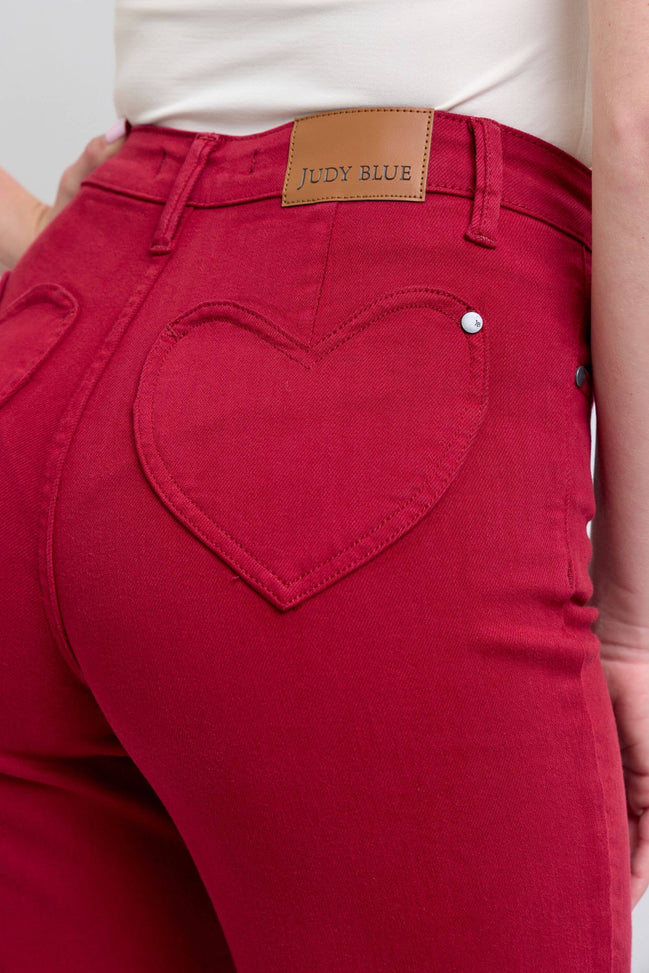 JUDY BLUE Heart Shaped Back Pockets High Waisted 90's Straight