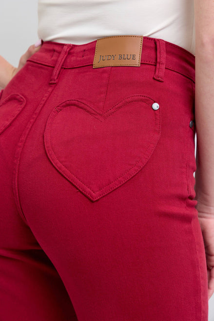 JUDY BLUE Heart Shaped Back Pockets High Waisted 90's Straight