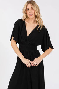Heavy Gauze Smocked Waist Jumpsuit - VNJU16605F