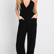 Deep V-Neck Jogger Style Jumpsuit
