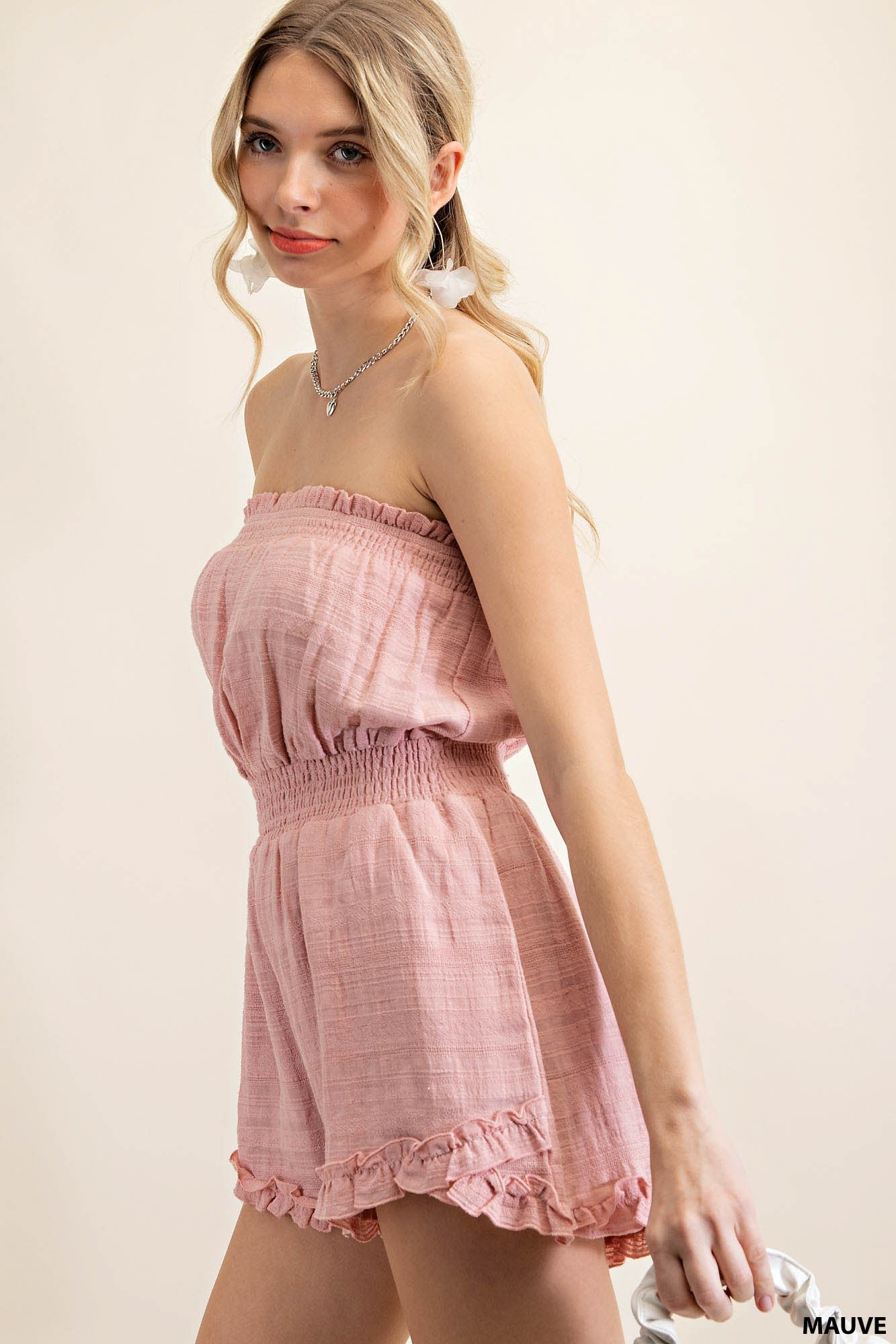 Strapless Ruffled Romper