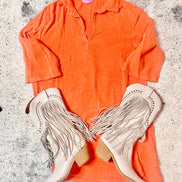 Henley Collar Shirt Dress