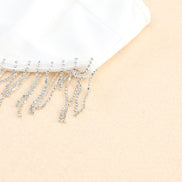 White crop with bling fringe