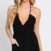 Deep V-Neck Jogger Style Jumpsuit