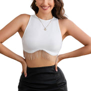 White crop with bling fringe