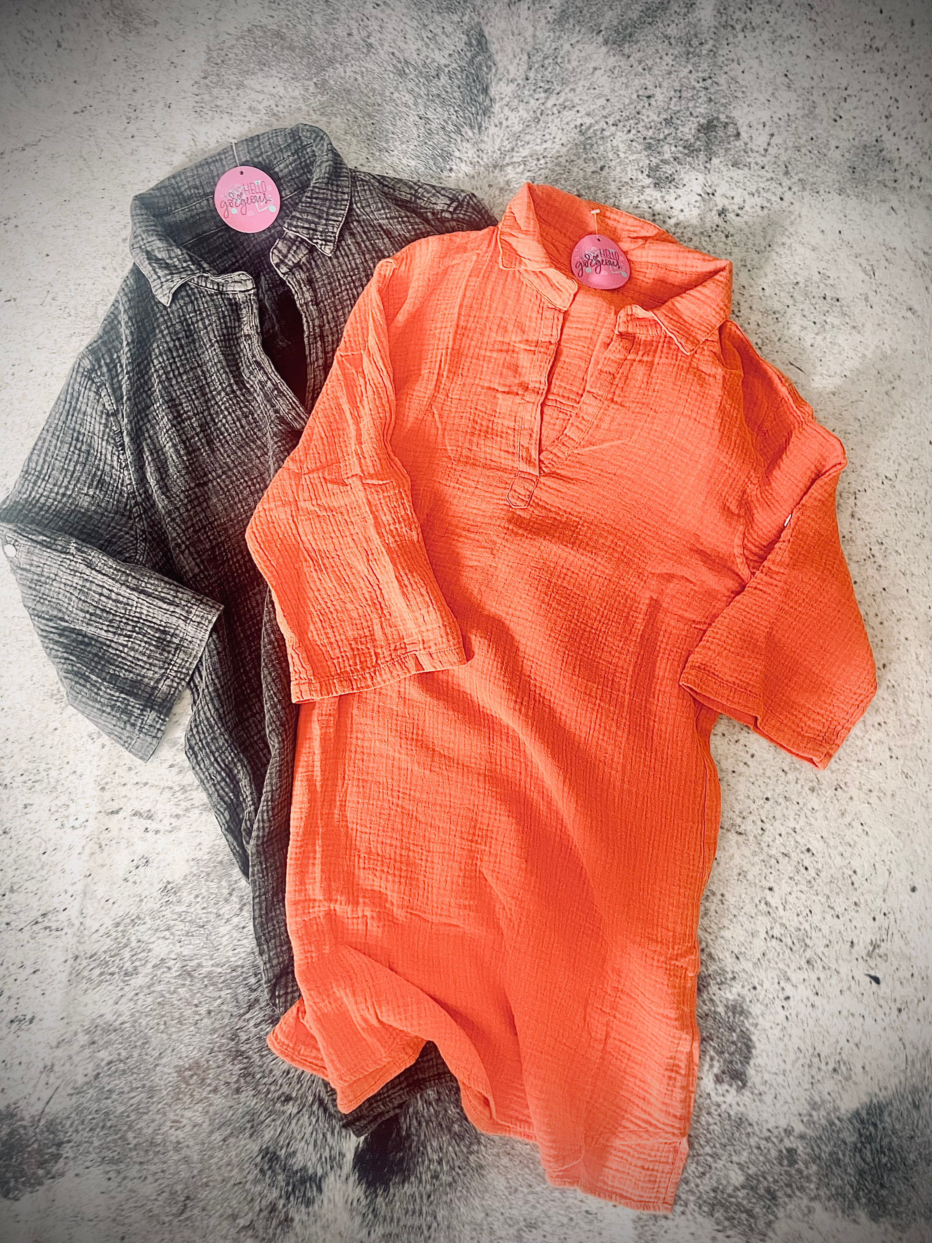 Henley Collar Shirt Dress