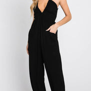 Deep V-Neck Jogger Style Jumpsuit