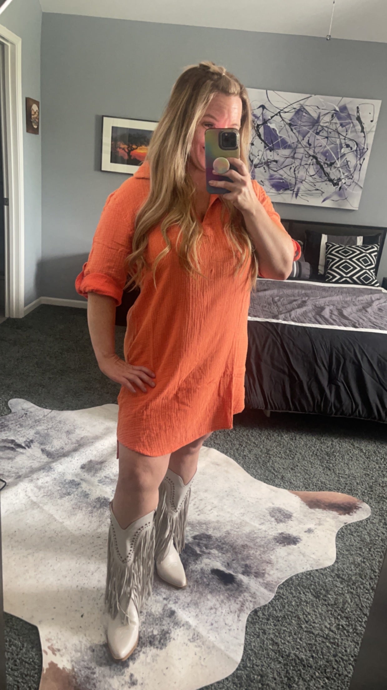Henley Collar Shirt Dress