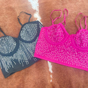 Rose Rhinestone Crop Top
