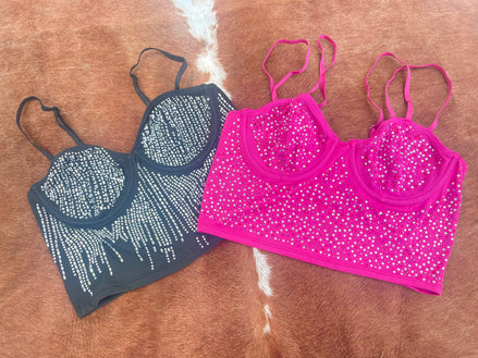 Rose Rhinestone Crop Top