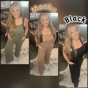 Pocketed Ribbed Jumpsuit