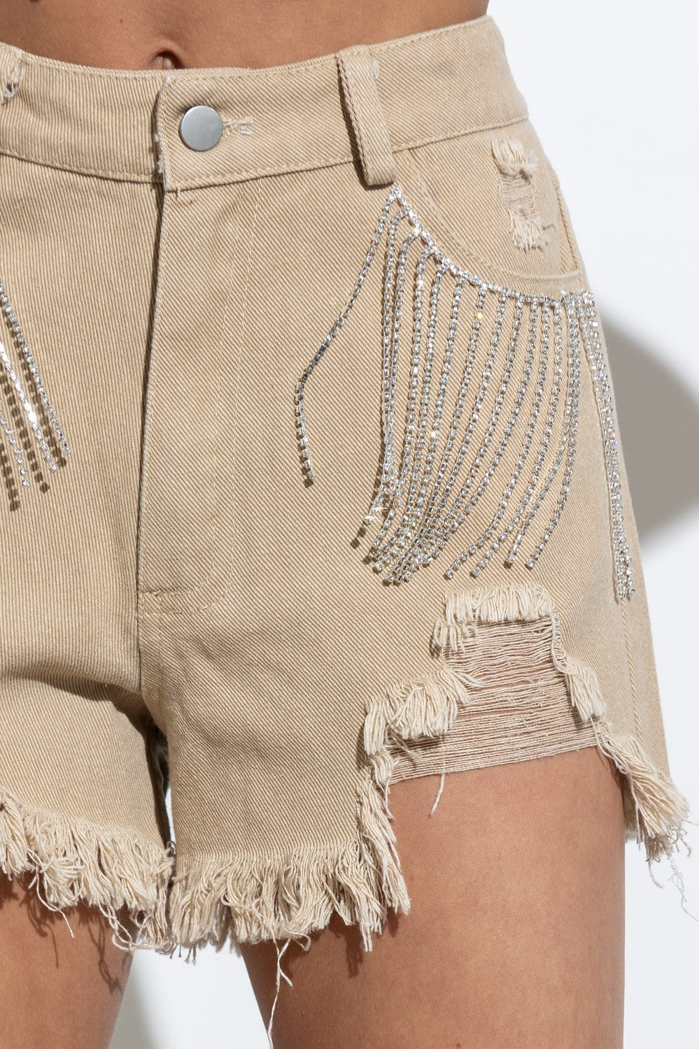 Rhinestone Denim Shorts (Available in 3 Colors)