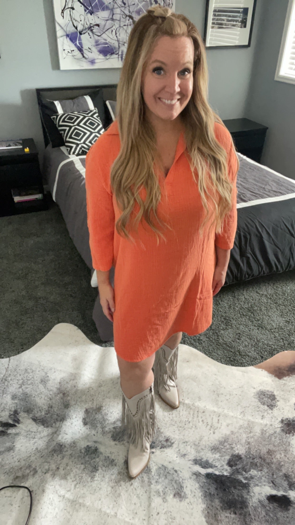 Henley Collar Shirt Dress