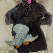 Henley Collar Shirt Dress