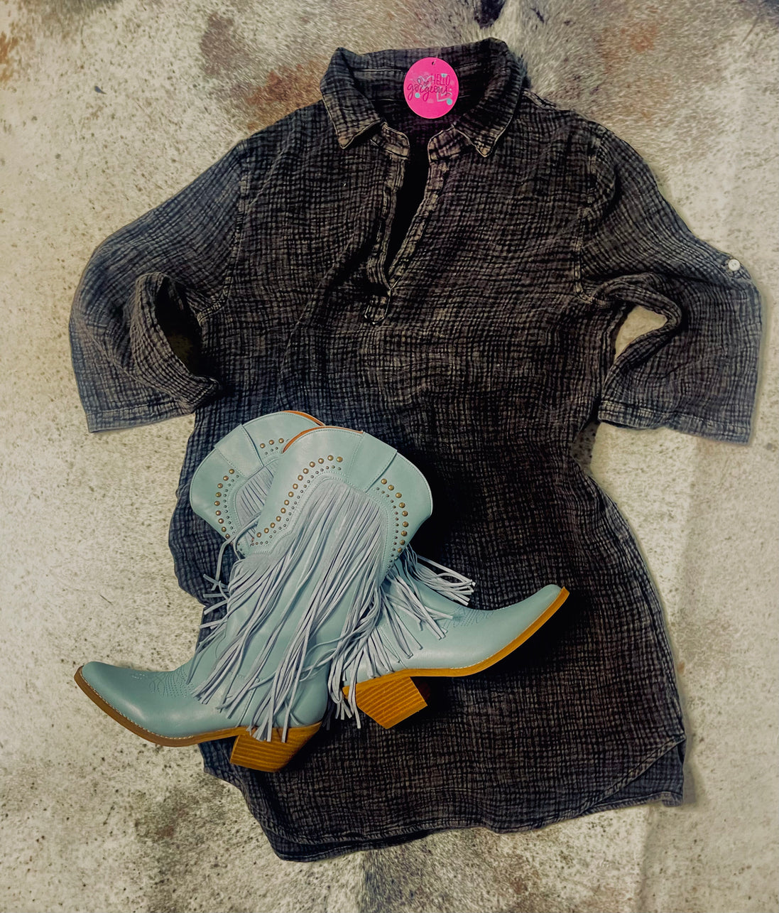 Henley Collar Shirt Dress