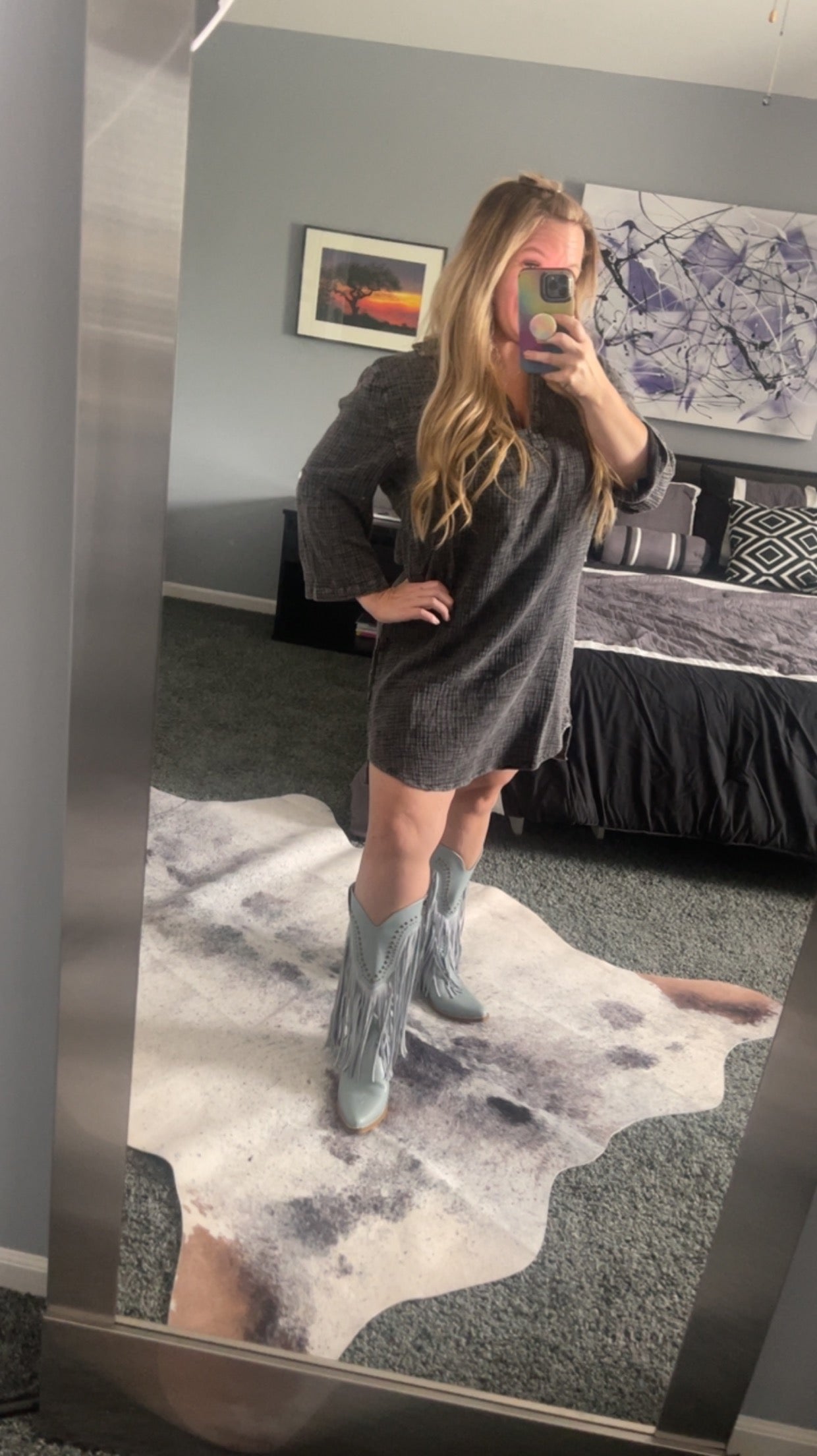 Henley Collar Shirt Dress